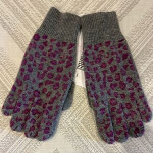 Autumn Cashmere Gray and Purple Leopard Print Kids Gloves